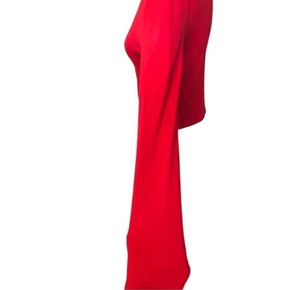 Forever 21 ribbed long sleeve red faux turtleneck with embroidered “over it” - Picture 4 of 9